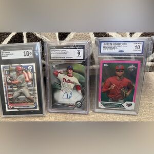 Painter Crawford Miller Phillies Prospects Lot  SGC 10, Auto CGC 9, Pink
